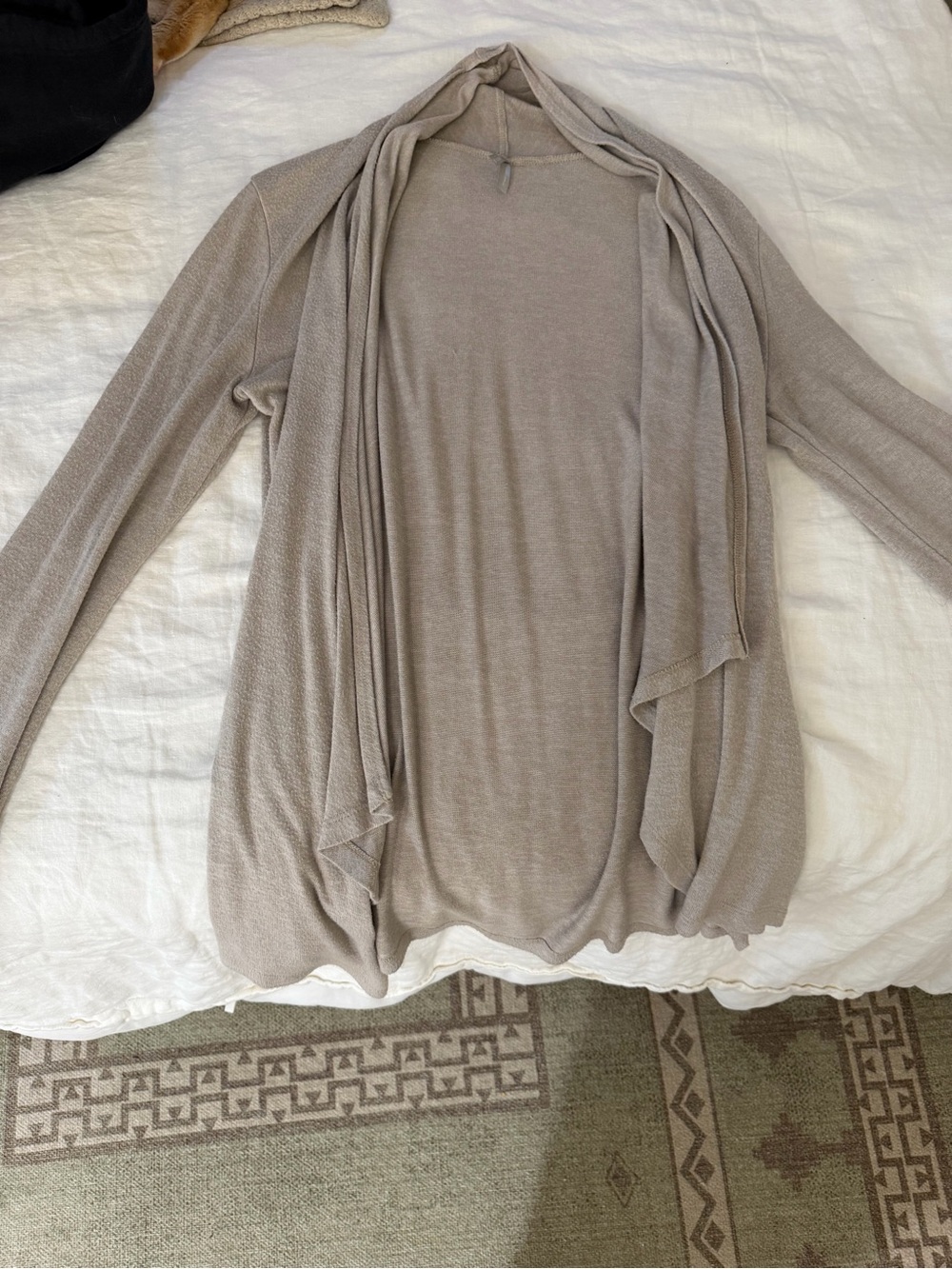 Vanity Taupe Draped Open-Front Cardigan